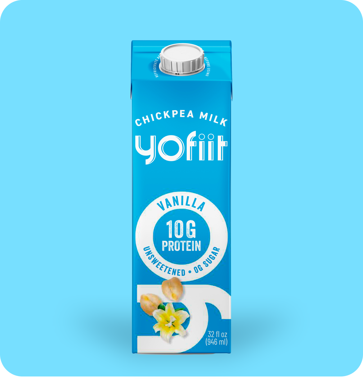 High protein chickpea milk w. flax (Vanilla)