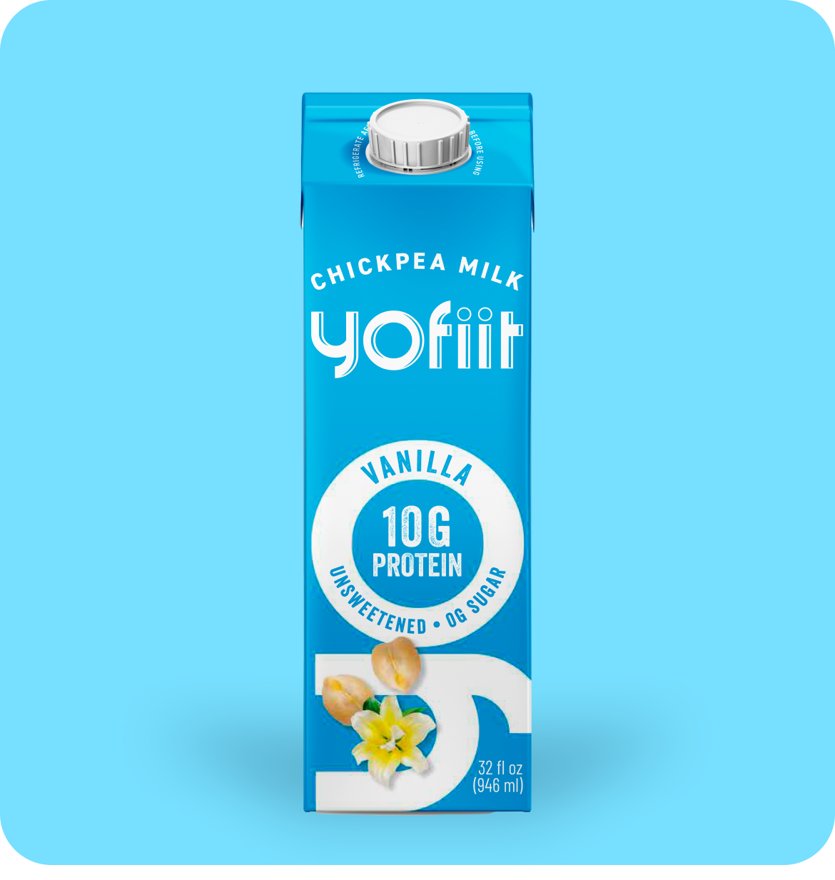 High protein chickpea milk  w. flax (Vanilla) - 12 cartons